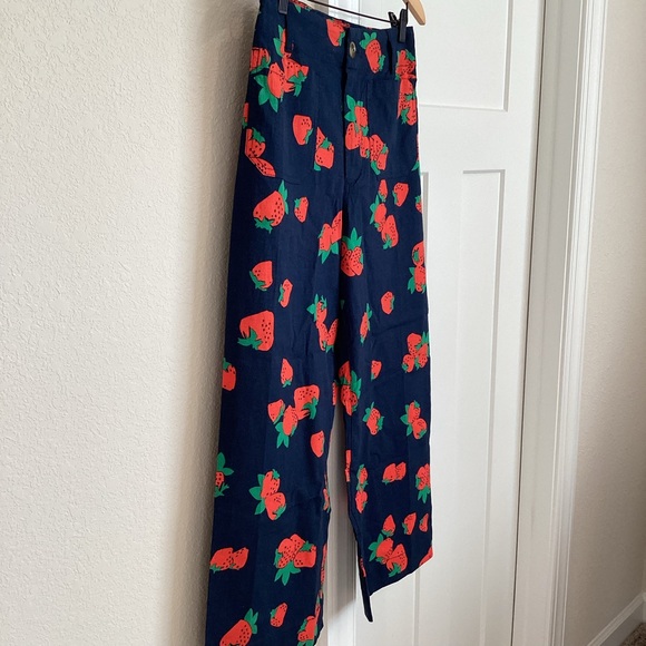 🍓Maeve COLETTE Cropped Printed Linen-Blend Wide-Leg Pants Anthropologie - Picture 5 of 14